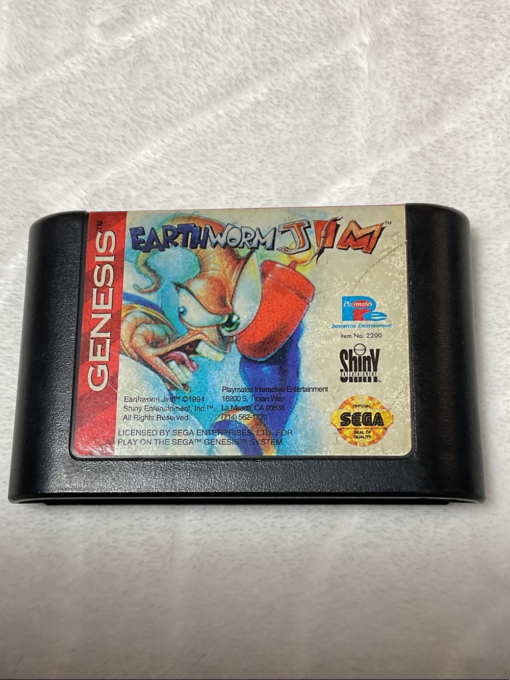 Sega Genesis Earthworm Jim Cartridge - Black